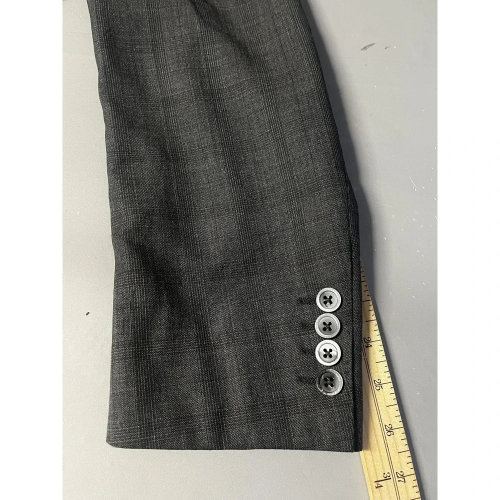 Canaletto Blazer Jacket Mens 46 Gray Wool Check Reda Super 150s Fabric Suit